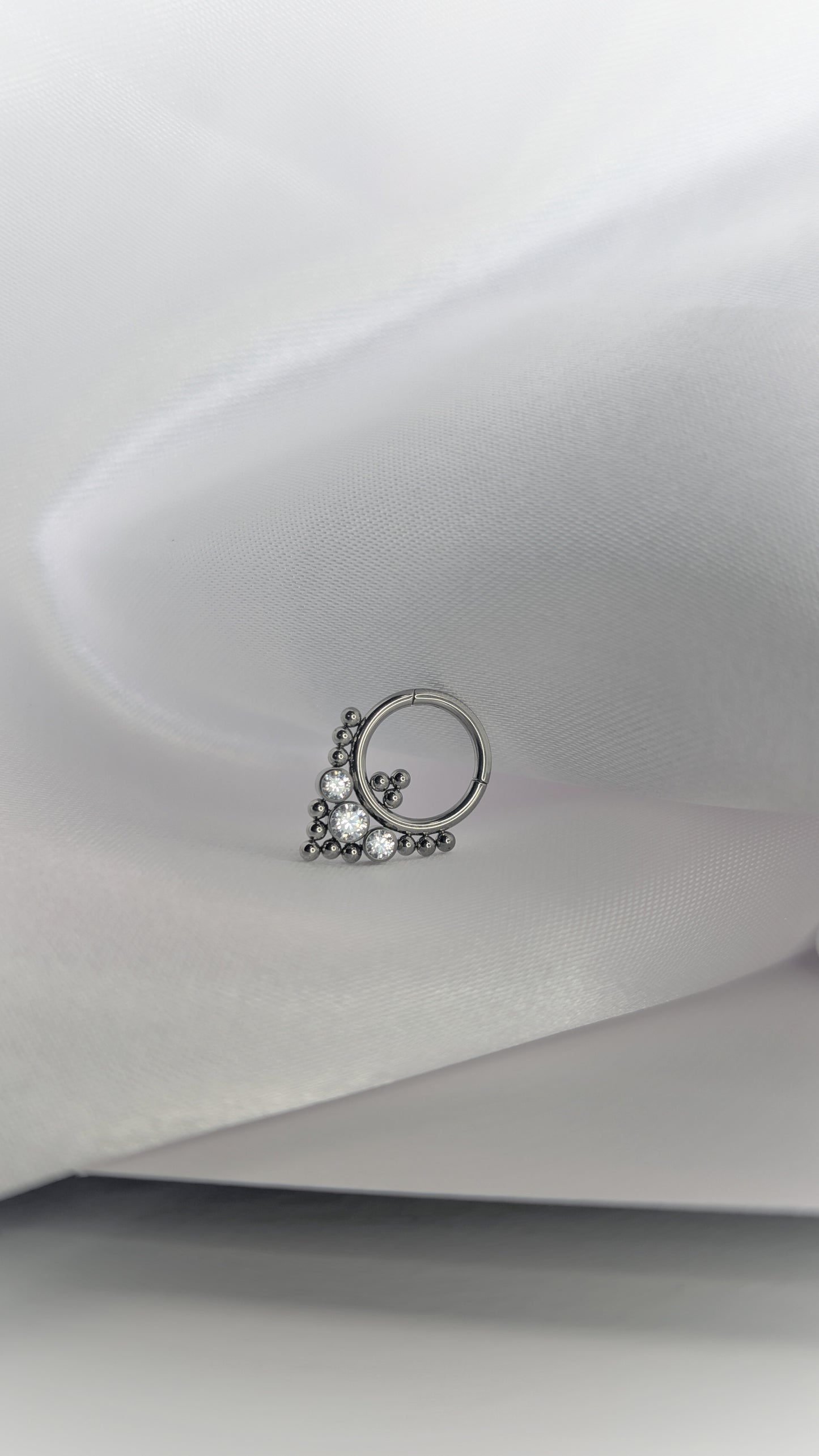 Titanium Beaded Hoop with zircone Earring