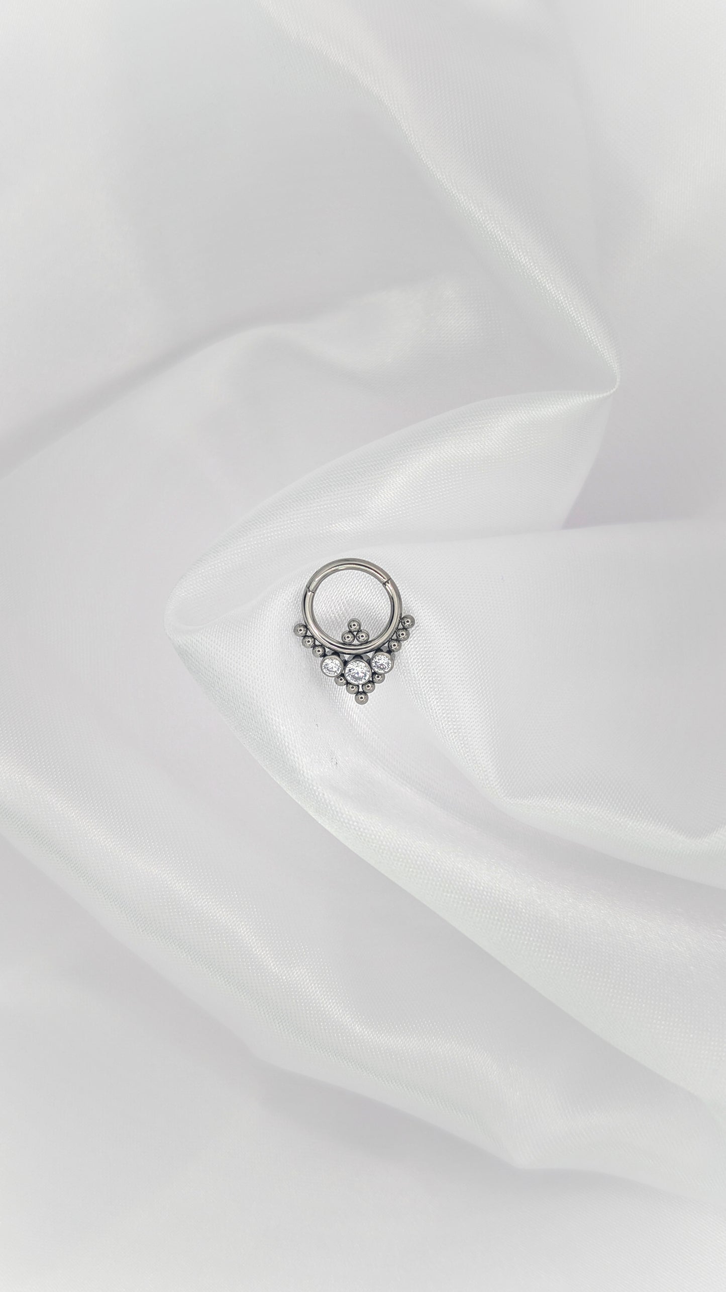 Titanium Beaded Hoop with zircone Earring