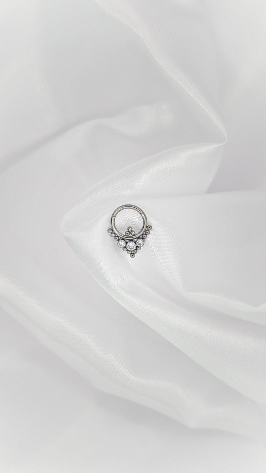 Titanium Beaded Hoop with zircone Earring