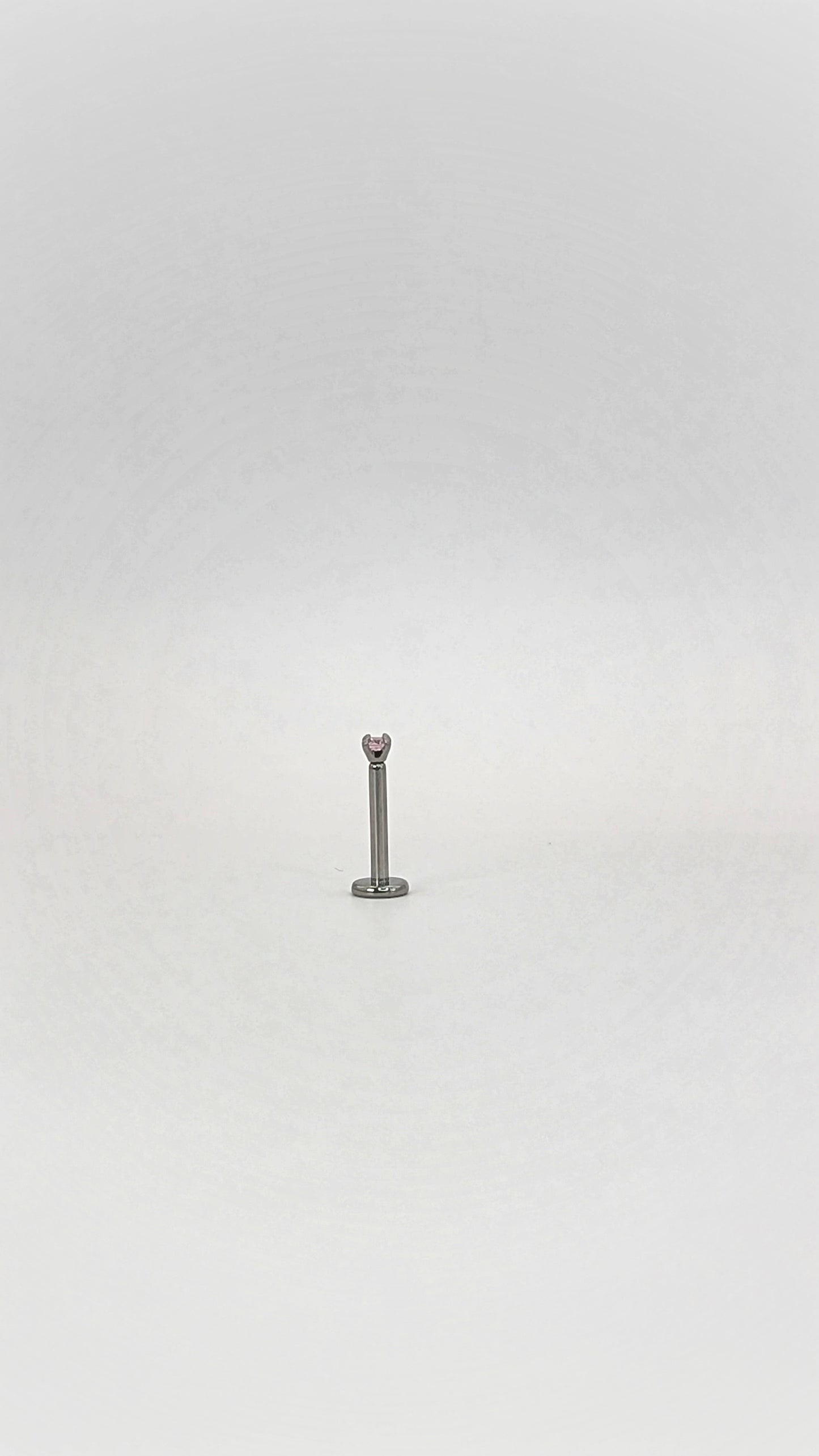 Engraved Pink Cushion Zircone Threaded Stud Earring